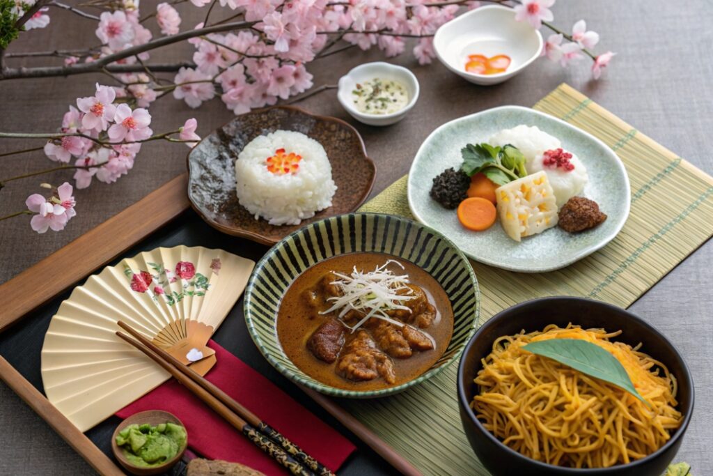 A variety of authentic Japanese recipes, including Japanese curry, traditional desserts, and stir-fried noodles.