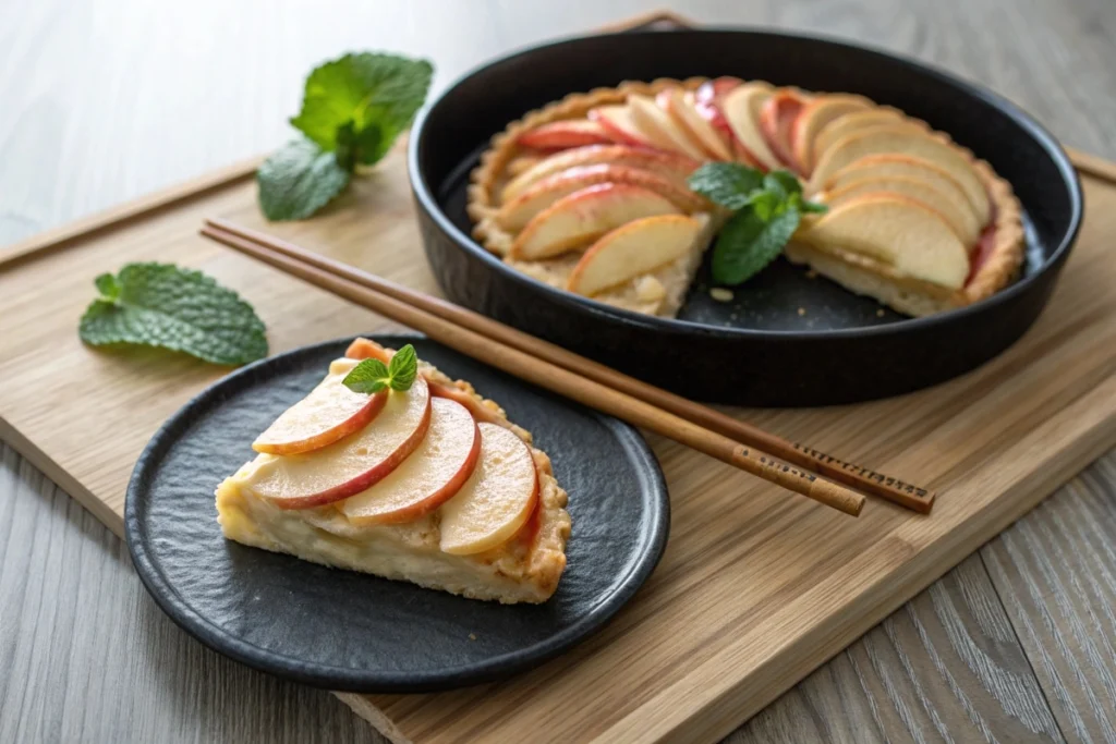 A platter of assorted Japanese apple pastries including apple gyoza and invisible apple cake.