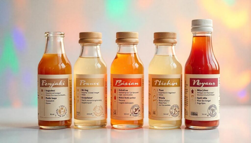 Comparison table featuring Bachan's three sauces: Teriyaki, Ponzu, and Miso Glaze, highlighting key ingredients and culinary uses with icons representing each sauce in a clean and organized layout.