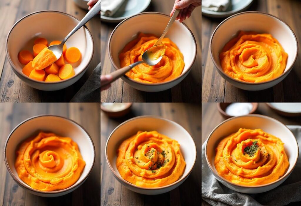 Step-by-step guide for making Mashed Japanese Sweet Potatoes.

