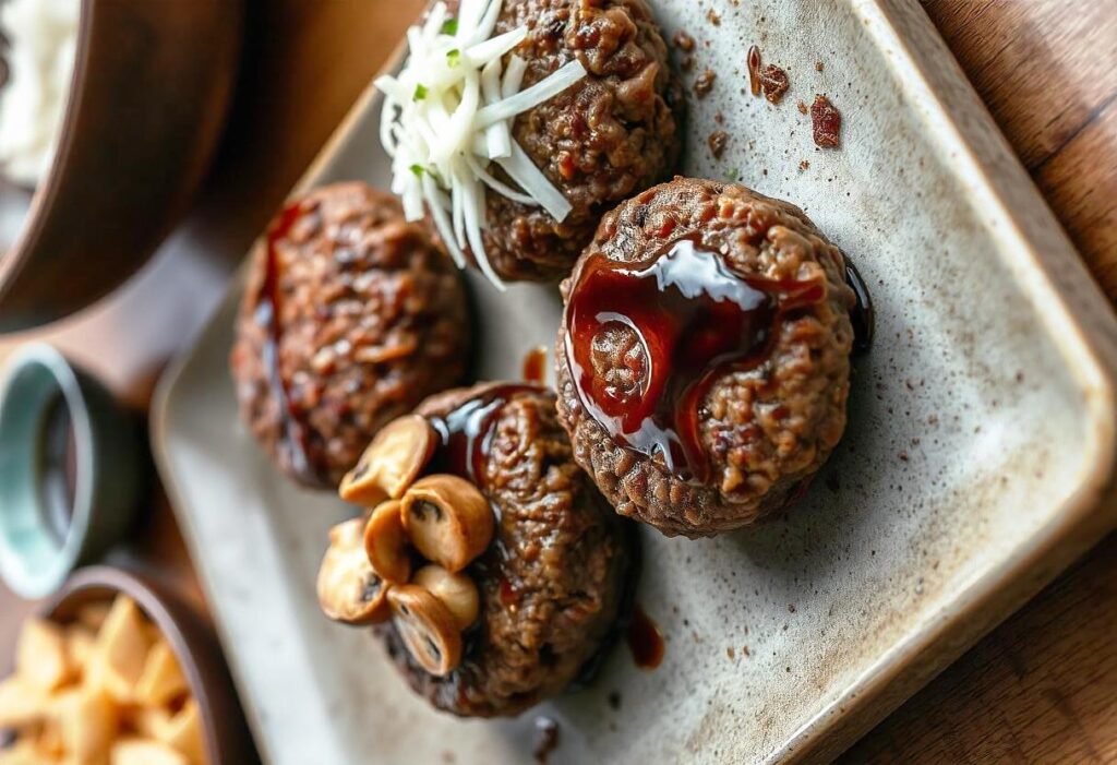 Assorted minced beef patty variations with toppings