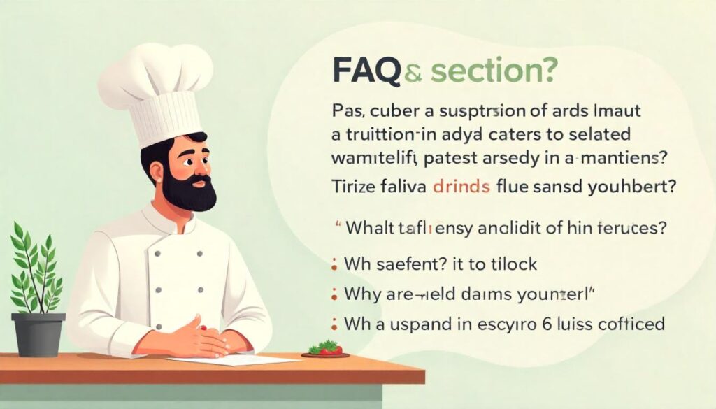 "Illustrative image showing a chef answering frequently asked questions with icons representing different queries related to vegetables japanese recipe.